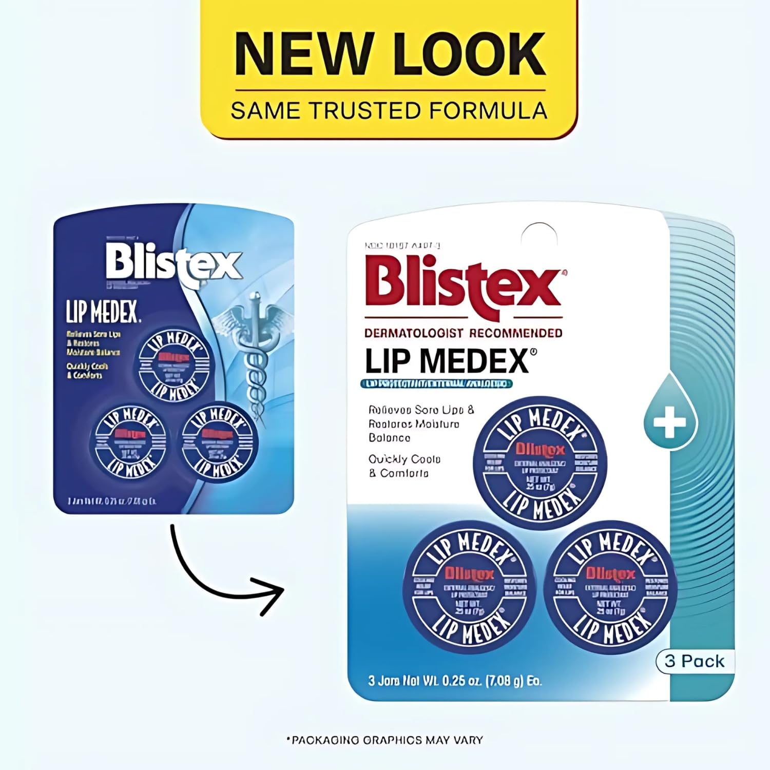 Blistex Lip Medex, 0.25 Ounce, 3 Count, Medicated Relief with Immediate Cooling, Soothes and Protects, Advanced Hydration, Restores Healthy Moisture Balance to Lips, 1 Pack